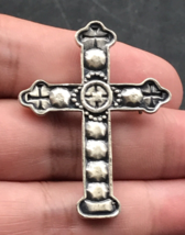 Cristian Heraldic Cross Moline Silver Tone Brooch Pin Pendant 1 3/4&quot; x 1... - $9.49