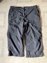 LL Bean Adjustable Waist Black Nylon Capri Pants Hiking Women’s Size 14 - £22.16 GBP