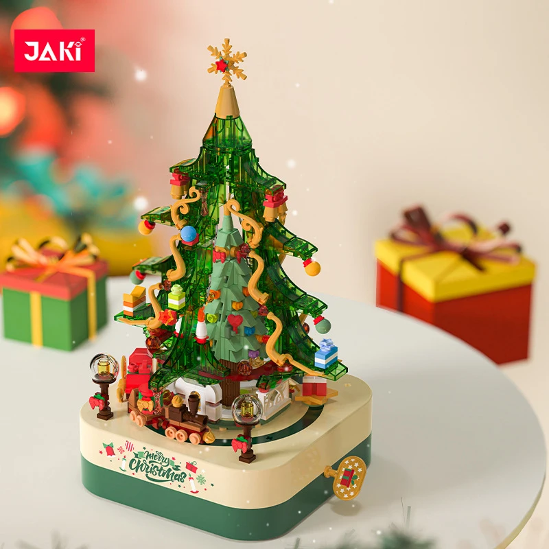 JAKI Building Blocks Pink Crystal Christmas Tree Music Box Block Assembly Brick - £52.08 GBP+