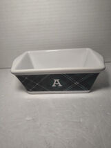 Nantucket Stoneware Mini Loaf Pan Green Plaid “A” Casserole Baking Dish USA - $8.88