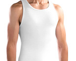Men&#39;s White Ribbed Stretch Undershirt Lightweight Tank Top A Shirt - 12 ... - $31.18+