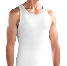 Men&#39;s White Ribbed Stretch Undershirt Lightweight Tank Top A Shirt - 12 Pack - £24.63 GBP+