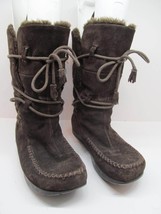 Earth Kalso Montage Womens Beaver Nubuck Lace Up Fur Lined Boots Size US 7 B GUC - £47.16 GBP