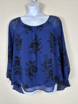 Torrid Womens Plus Size 0 (0X) Blue Floral Flyaway Back Top Long Sleeve - £15.22 GBP