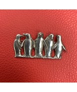 H&H DeMatteo Sterling Silver Penguins Brooch Pin Signed GLV 925 Vtg Figural - $42.08