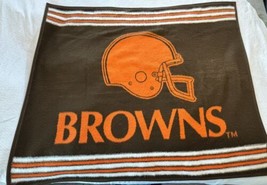 Vintage Cleveland Browns Acryl Velours Blanket Throw  57x48 Made in USA - £19.06 GBP