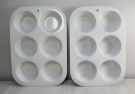 Chilton ware vintage white coated aluminum muffin pans #606 6 each 12 mu... - $10.29