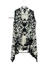 BCBG Maxazria Womens Open Front  Sweater Vest MEDIUM Black Floral - PD - $18.95