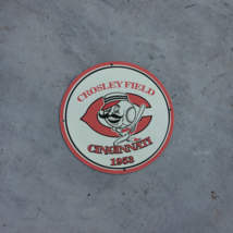 Vintage 1953 Crosley Field Cincinnati Porcelain Gas-Oil Americana Man Cave Sign - $250.97