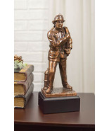 In Line Of Duty Fireman Carrying Hose By Hydrant Statue 12&quot;H Fire Fighte... - £45.61 GBP