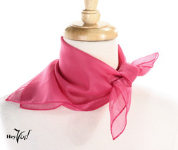 Rose Pink Sheer Chiffon 50s Style Scarf - 21&quot; Square for Neck Head Hair ... - £8.47 GBP
