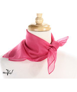 Rose Pink Sheer Chiffon 50s Style Scarf - 21&quot; Square for Neck Head Hair ... - £8.43 GBP