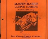 Massey Harris Clipper Combine Repair Parts List 1951  Form No. 690 094 M2 - £11.68 GBP