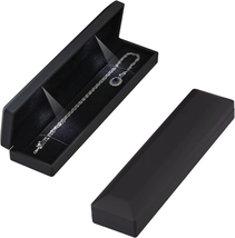 Long Chain Necklace Jewelry Gift Box Case with LED Light, Elegant Velvet Necklac - £12.63 GBP