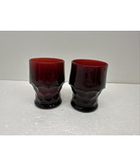 Anchor Hocking Ruby Red Juice Glasses 4” X3” Lot Of 2 - $13.82 CAD