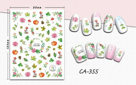 Nail art 3D stickers decal pink flowers red berries mushrooms pumpkin CA355 - £2.54 GBP