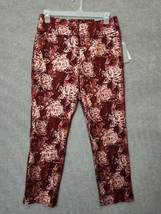 Soft Surroundings Ponte Knit Pants Womens L Red Gold Floral Straight Leg NEW - £30.87 GBP