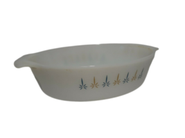 Fire King Anchor Hocking Casserole Dish, Candle Glow White Pattern, Oval... - $11.64