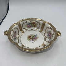 Noritake Bowl Hand Painted And Guilded Floral 8 x2” Footed - £19.34 GBP