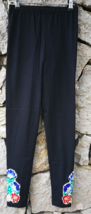 Black Cotton Leggings Embellished High Waist New M UK 10 EU 38 US 8 Yoga... - £15.98 GBP