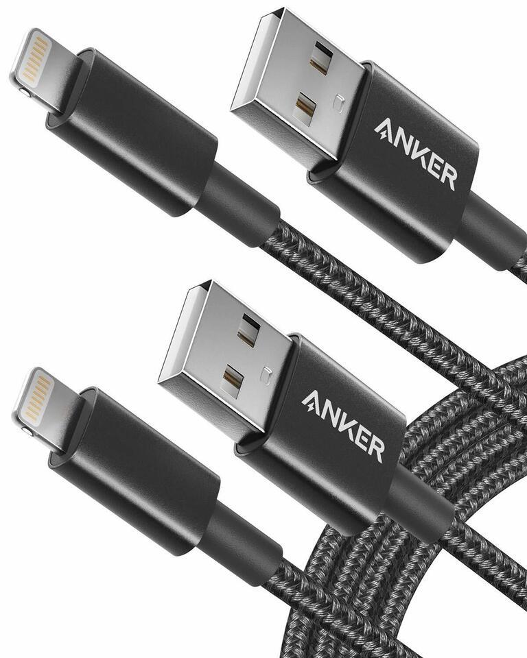 iPhone Charger Cable Anker 6ft Premium Nylon MFi Certified Lightning Cable 2Pack - $29.99
