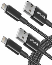 iPhone Charger Cable Anker 6ft Premium Nylon MFi Certified Lightning Cable 2Pack - £24.12 GBP