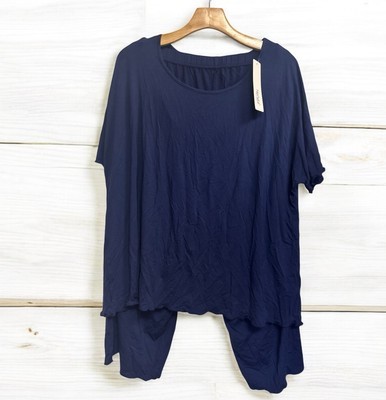 Neiwei Soft Navy Blue 2pc Pajama Sleep Set Size  2XL Capri Pants + T Shirt - $24.74