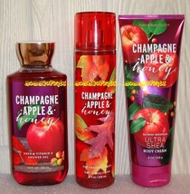 Champagne Apple Honey Bath Body Works Fine Fragrance Mist Body Cream Shower Gel - £28.71 GBP
