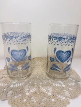 Glass tumbler blue hearts set of 2 - $15.99