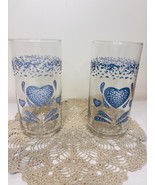 Glass tumbler blue hearts set of 2 - $295.62 MXN