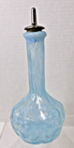 Vintage LG Wright Fenton Bright Soft Blue Daisy &amp; Fern Round Base Barber Bottle - £72.76 GBP