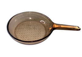 Visions Corning Ware Waffle Bottom Frying Pan Skillet Amber Glass 7&quot; France - $19.39