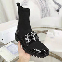 Autumn/Winter Women Mid-calf Boots Fashion Stretch Martin Boots Lady Square Heel - $235.47
