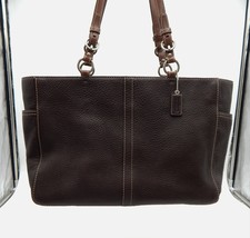 Coach F11347 Chelsea Brown Pebbled Leather Tote Shoulder Bag Silver - $65.99