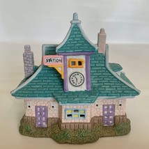 Easter Village House TRAIN STATION Lightable Vintage Spring Easter Decoration - $13.08