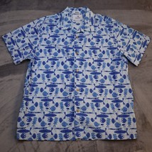 28 Palms Shirt Mens XL Blue Short Sleeve Button Up Casual Beach Fish Standard - £14.03 GBP