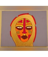 tribal mask art painting on canvas - $45.00