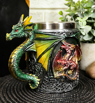 Ebros Mythical Fantasy Fire &amp; Earth Dragon W/ Celtic Knotwork Novelty Co... - $23.99
