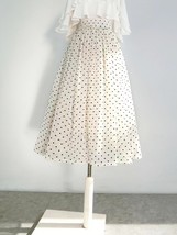 Summer Ivory White Polka Dot Modi Skirt Outfit High Waist Vintage Dot Tutu Skirt image 4
