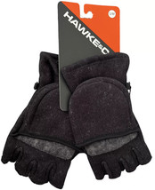 Hawke&amp;Co Men&#39;s Winter Mitten Gloves Fleece Ribbed Convertible S/M Charcoal - $14.84
