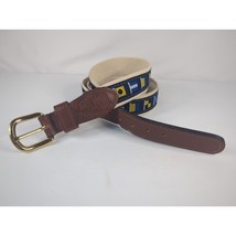 Zep Pro Nautical Flags Men&#39;s Belt 44 Brass buckle Navy On Canvas - £10.21 GBP