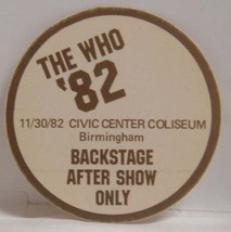Who / Pete Townshend - Original Birmingham 82 Cloth Show Backstage Pass Last One - £11.80 GBP