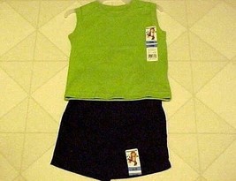 Garanals Toddler Boys Summer Outfit 12 Mo Green Muscle T-Shirt Black Sho... - $7.87