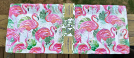 Set of 2 Tommy Bahama Melamine Pink Green Flamingo Serving Trays Platters 19”x8” - £23.94 GBP
