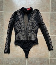 Banjul Black mesh rhinestones detail bodysuit Size M - £34.32 GBP