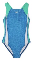 NWT Speedo Infinity Splice Blue/Green Thick Strap One Piece Swimsuit Girl’s 8 - £19.56 GBP