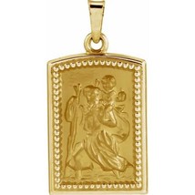 14k Yellow Gold Saint Christopher Medal Pendant - £317.79 GBP