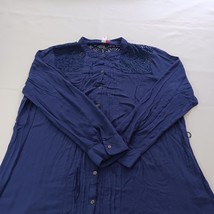 Dolled Up By Fang Women's Blue 3/4 Sleeve Button Shirt Size 1XL Chest 40" image 9