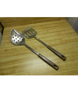 kaylan stainless utensils slotted spatula and holed spoon ~ vintage uten... - £18.66 GBP