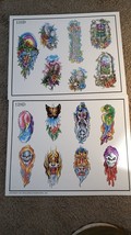 Lot Of 2 Tattoo Flash Wall Art Sheets Spaulding Skulls Tiger Color 128D 132D - £30.36 GBP